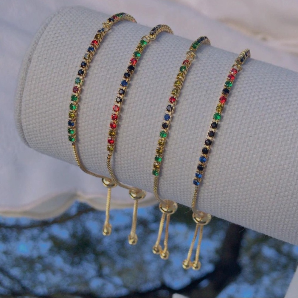 Dainty Adjustable Gold Colorful Bracelet